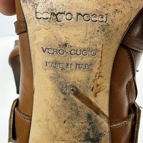 Sergio Rossi Tan Leather Ankle Boots Women Sz. 6 36 Buckle Detail Made in Italy - Picture 11 of 11